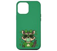 Carcasa para iPhone 12 Pro MAX Lucky Irish Raccoon Cute with Green Sunglasses and Gum