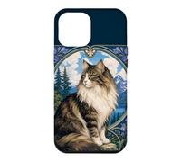 Carcasa para iPhone 12 Pro MAX Majestic Gato de Pelo Largo Art Nouveau Mountain