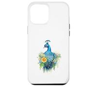 Carcasa para iPhone 12 Pro MAX Majestuoso pájaro Pavo Real con Vibrante Arte Floral en Acuarela