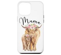 Carcasa para iPhone 12 Pro MAX Mama Highland Cow with Baby Calf Floral Mom Mother's Day