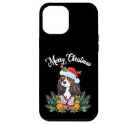 Carcasa para iPhone 12 Pro MAX Mens Womens Kids Merry Christmas Santa Cavalier Dog Mom