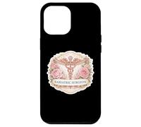 Carcasa para iPhone 12 Pro MAX Mujer Cirujano Bariátrico Caduceo Metabólico Flores Florales MD