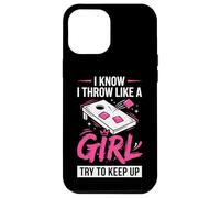 Carcasa para iPhone 12 Pro MAX Mujer de Cornhole, Divertida, Lanzo como una niña, Trato de Mantener el Ritmo