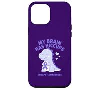 Carcasa para iPhone 12 Pro MAX My Brain Has Hiccup Epilepsy Awareness Dino Purple Ribbon