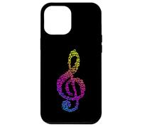 Carcasa para iPhone 12 Pro MAX Patrón de músico de Mosaico de Notas para Amantes de la música de Clave de Sol