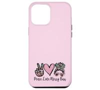 Carcasa para iPhone 12 Pro MAX Peace Love Teaching with Messy Bun Funny Teacher Quote
