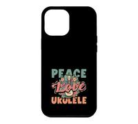 Carcasa para iPhone 12 Pro MAX Peace Love Ukelele Hippie Hawaiano Reproductor de música Retro