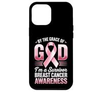 Carcasa para iPhone 12 Pro MAX por la Gracia de Dios Soy un Sobreviviente Conciencia del Cáncer de Mama