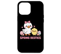 Carcasa para iPhone 12 Pro MAX Primavera Besties Kawaii Pato y Pollito Huevos de Pascua Lindo Dibujos Animados