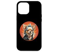 Carcasa para iPhone 12 Pro MAX Punk Chihuahua Mohawk Chaqueta de Cuero Treat Bone Rock Pet Dad