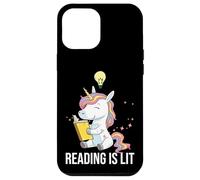 Carcasa para iPhone 12 Pro MAX Reading Is Lit Unicorn Library Inglés Profesor Amante de los Libros
