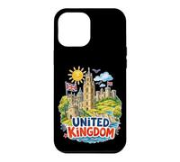 Carcasa para iPhone 12 Pro MAX Recuerdo de Viaje de Castillos con Bandera del Reino Unido
