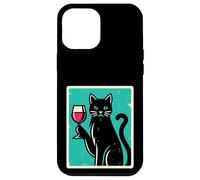 Carcasa para iPhone 12 Pro MAX Retro Elegante Gato con Vino Felino Gato Amante Gatito Gato Mamá