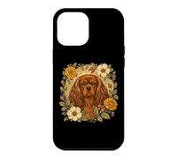 Carcasa para iPhone 12 Pro MAX Retro Vintage Flowers Ruby Cavalier King Charles Spaniel Dog