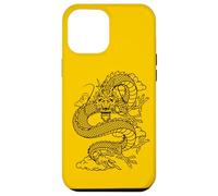 Carcasa para iPhone 12 Pro MAX Retro Vintage Zodiac Lunar New Year Black Chinese Dragon
