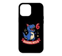 Carcasa para iPhone 12 Pro MAX Roaring Into 6 Dinosaurio T Rex 6º Cumpleaños Niños Niños Seis