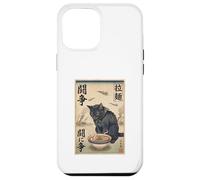 Carcasa para iPhone 12 Pro MAX Samurai Gato Negro Comiendo Ramen Escena de Guerra Arte Edo Hombres Mujeres
