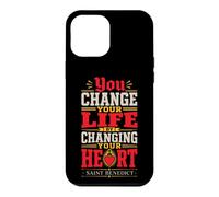 Carcasa para iPhone 12 Pro MAX San Benito Cambia tu Vida Corazón Citas de Santo católico