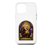 Carcasa para iPhone 12 Pro MAX San Padre Pío Católico Devocional Gótico Mosaico Icono Arte