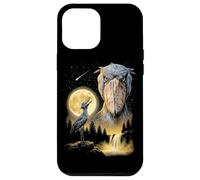 Carcasa para iPhone 12 Pro MAX Shoebill Stork Aullando a la Luna, extraño Meme Divertido pájaro de los 90