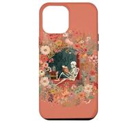 Carcasa para iPhone 12 Pro MAX Skeleton Reading Book Floral Wreath Boho Botanical Art