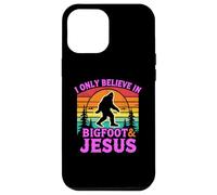 Carcasa para iPhone 12 Pro MAX Solo Creo en el Divertido Dios Retro de Bigfoot y Jesús, Sasquatch