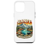 Carcasa para iPhone 12 Pro MAX Souvenir del Parque Nacional Retro Mountain Scenic de Banff, Canadá