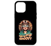 Carcasa para iPhone 12 Pro MAX Stay Groovy Retro Hippie Woman Peace Sign Sunset