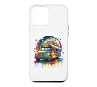 Carcasa para iPhone 12 Pro MAX Tie Dye School Bus Art Psychedelic Retro Colors Futuristic