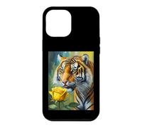 Carcasa para iPhone 12 Pro MAX Tiger Sniffing a Yellow Rose Illustration Graphic Design