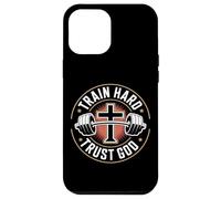 Carcasa para iPhone 12 Pro MAX Train Hard Trust God Entrenamiento Fitness Cristiano