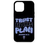 Carcasa para iPhone 12 Pro MAX Trust In His Plan Jeremiah Biblia Verso Retro Groovy Word Art