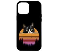Carcasa para iPhone 12 Pro MAX Tuxedo Cat Retro 70s Sunset Vintage Cat Lover