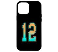 Carcasa para iPhone 12 Pro MAX Uniforme de Jugador número 12, Color Verde Menta, Verde Azulado, Naranja, número 12