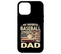 Carcasa para iPhone 12 Pro MAX Vintage My Favorite Baseball Player Calls Me Dad Bandera de EE. UU