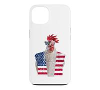 Carcasa para iPhone 13 4 de Julio patriótico Gallo Pollo Rojo Blanco Azul Bandera de Estados Unidos