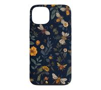 Carcasa para iPhone 13 Abejas y Flores Silvestres en Azul Oscuro