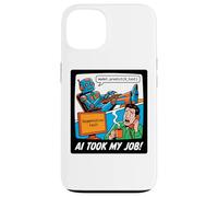 Carcasa para iPhone 13 AI tomó mi Trabajo Programador Divertido Robot Codificación Tecnología Humor