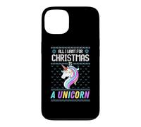Carcasa para iPhone 13 All I Want For Christmas Is A Unicorn Ugly Sweater Christmas Fun