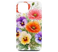Carcasa para iPhone 13 Amapolas Rojas Pensamientos Multicolores Full Bloom Formas Mania