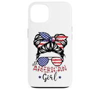 Carcasa para iPhone 13 American Girls - Moño patriótico desordenado para Hija del 4 de Julio