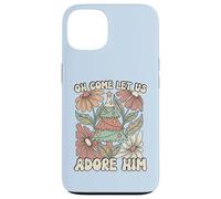 Carcasa para iPhone 13 Árbol de Navidad Retro Oh Come Let Us Adore Him Floral