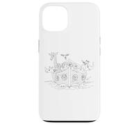 Carcasa para iPhone 13 Arca de Noé - Gráfico de Historia bíblica para Colorear de fe para niños (Blanco)