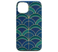 Carcasa para iPhone 13 Art Deco Fan Pattern Vintage Style Blue Green