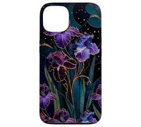 Carcasa para iPhone 13 Art Nouveau Iris Gótico Floral Celeste Oscuro Botánico Arte