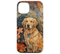 Carcasa para iPhone 13 Arte Floral botánico de Perro Perdiguero Rubio
