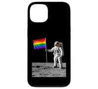 Carcasa para iPhone 13 Astronauta Luna Landing Bandera del Orgullo Gay Divertida Historia Retro