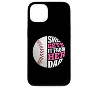 Carcasa para iPhone 13 Baseball Saying She Gets It from Her Dad Funny Baseball Dad