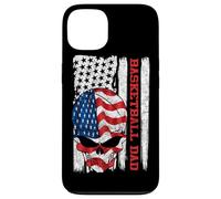Carcasa para iPhone 13 Basketball Dad American Flag Skull Patriotic 4th of July