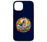 Carcasa para iPhone 13 Bearded Collie Perro Surfing Playa Gafas de Sol Vacaciones